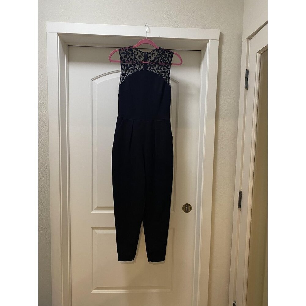 Stella McCartney Jumpsuit Womens Small Black Sheer Leopard Mesh Made In Italy